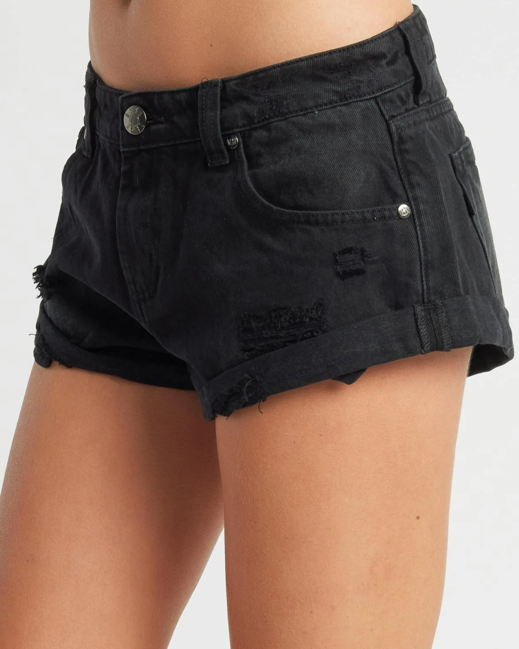 Denim|Bottoms*DESU Stevie Micro Denim Shorts Washed Black