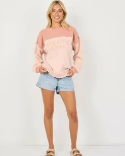 Jumpers & Hoodies*Volcom Stone Blocked Crewneck Sweatshirt Champagne Gold