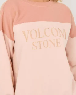 Jumpers & Hoodies*Volcom Stone Blocked Crewneck Sweatshirt Champagne Gold