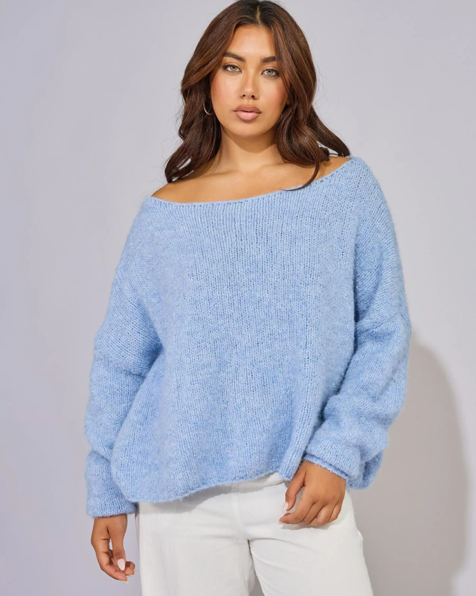Knitwear|Jumpers & Hoodies*Pink Diamond Stormi Knit Sweater Light Blue