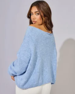 Knitwear|Jumpers & Hoodies*Pink Diamond Stormi Knit Sweater Light Blue