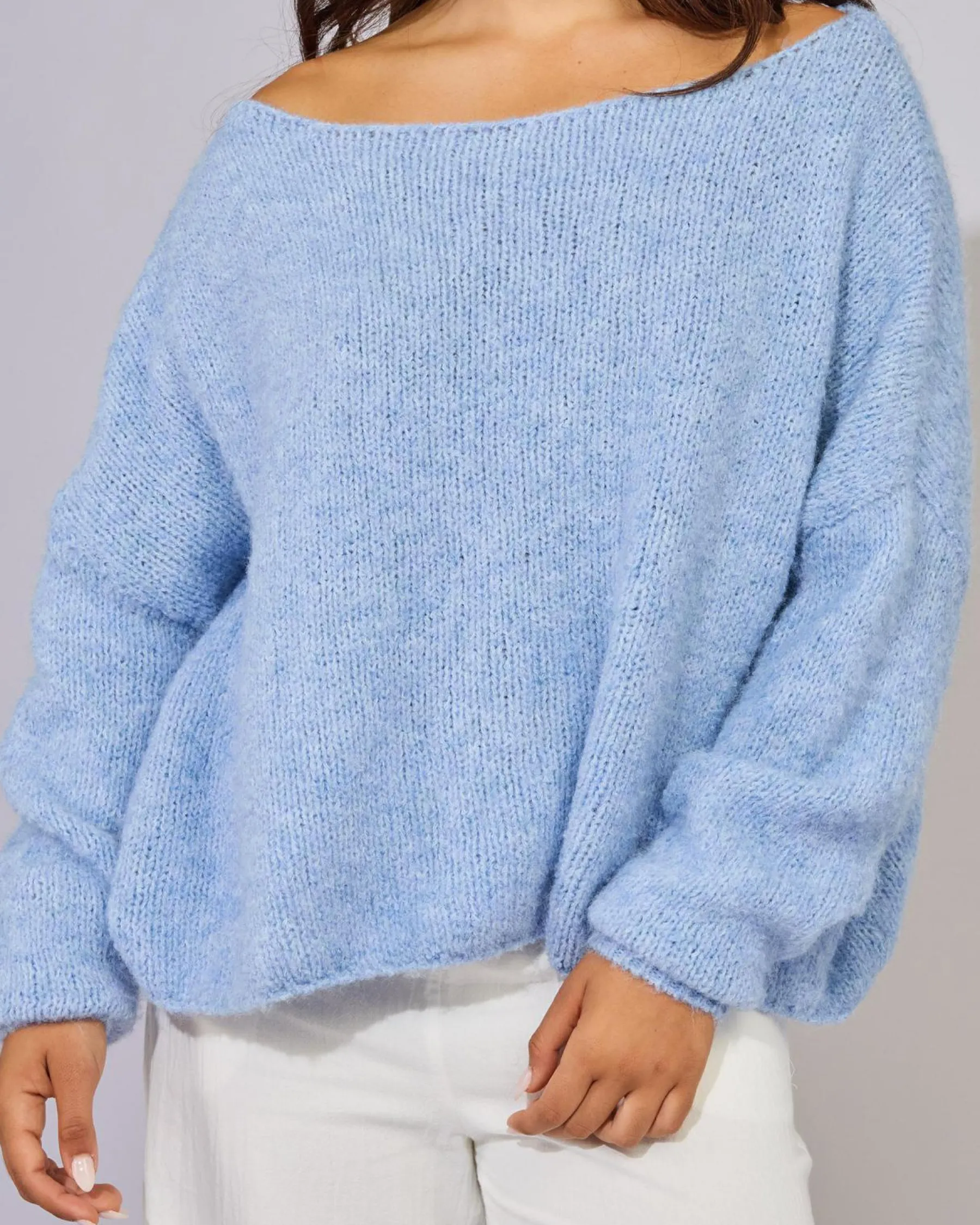 Knitwear|Jumpers & Hoodies*Pink Diamond Stormi Knit Sweater Light Blue