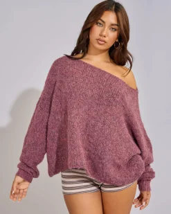 Jumpers & Hoodies|Knitwear*Pink Diamond Stormi Knit Sweater Burgundy