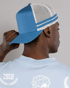 Headwear*Flexfit Stripe Cap Blue Steel/silver
