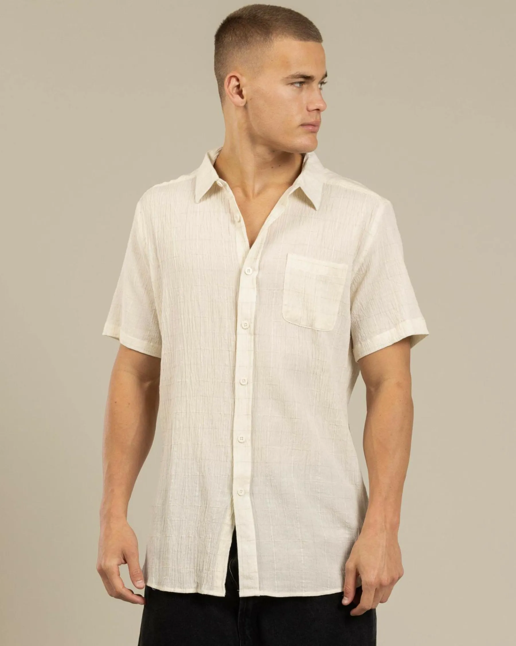 Tops & T-Shirts*Jacks Structure Short Sleeve Shirt White