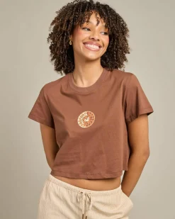 Tops*Rhythm Sun Crop Crew T-Shirt Chocolate