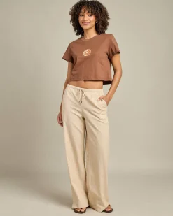 Tops*Rhythm Sun Crop Crew T-Shirt Chocolate