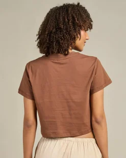 Tops*Rhythm Sun Crop Crew T-Shirt Chocolate