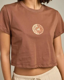 Tops*Rhythm Sun Crop Crew T-Shirt Chocolate