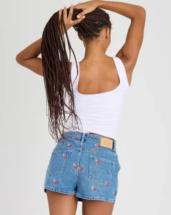Bottoms*DESU Sunday Cherry Denim Skort Dark Mid Cherry