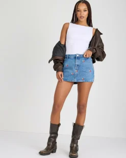 Bottoms*DESU Sunday Cherry Denim Skort Dark Mid Cherry