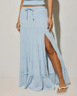 Bottoms*Mooloola Sundown Maxi Skirt Baby Blue