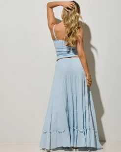 Bottoms*Mooloola Sundown Maxi Skirt Baby Blue