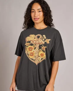 Tops*The Mad Hueys Sunflower Anchor T-Shirt Vintage Black
