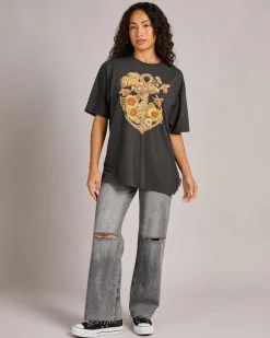 Tops*The Mad Hueys Sunflower Anchor T-Shirt Vintage Black