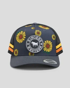 Headwear*Ringers Western Sunflowers Trucker Cap Black/multi