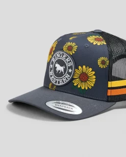 Headwear*Ringers Western Sunflowers Trucker Cap Black/multi