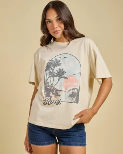 Tops*Roxy Sunny Oversized T-Shirt Parchment