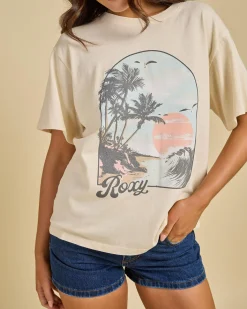 Tops*Roxy Sunny Oversized T-Shirt Parchment