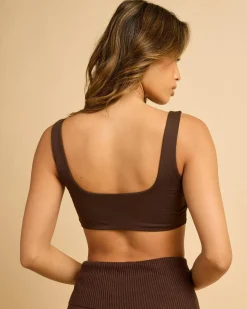 Tops*Ava And Ever Super Soft Square Neck Crop Top Espresso