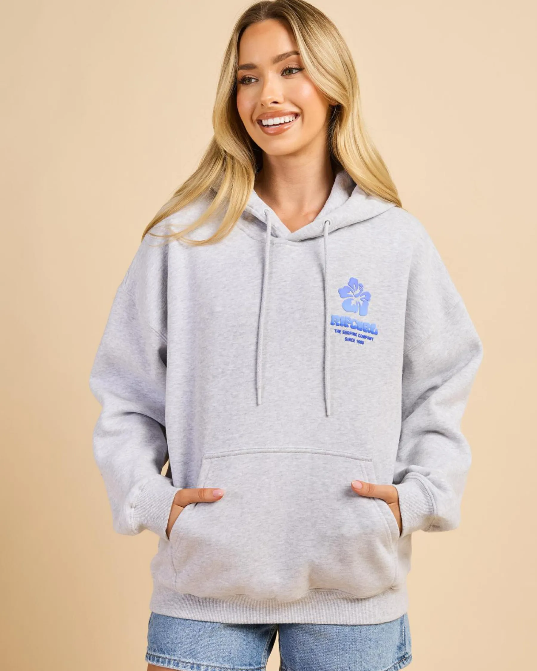 Jumpers & Hoodies*Rip Curl Surf Party Puff Heritage Hoodie Grey Marle