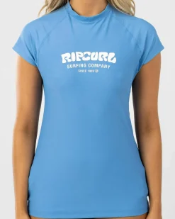 Rash Vests*Rip Curl Surf Puff Cap Sleeve Rash Vest Bright Blue