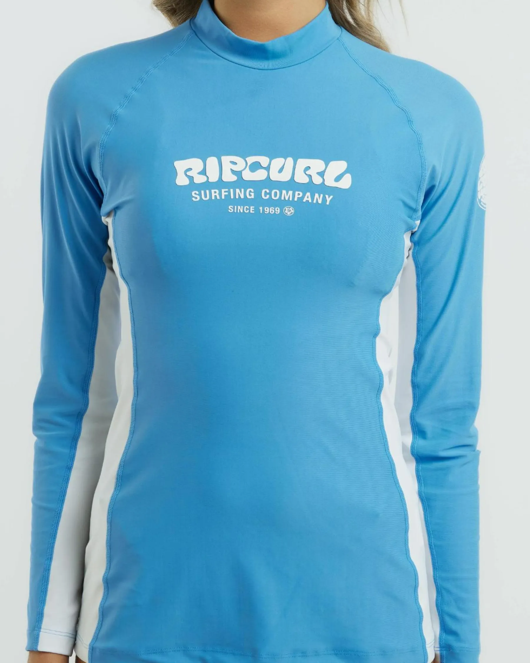 Rash Vests*Rip Curl Surf Puff Long Sleeve UPF Rash Vest Blue/white