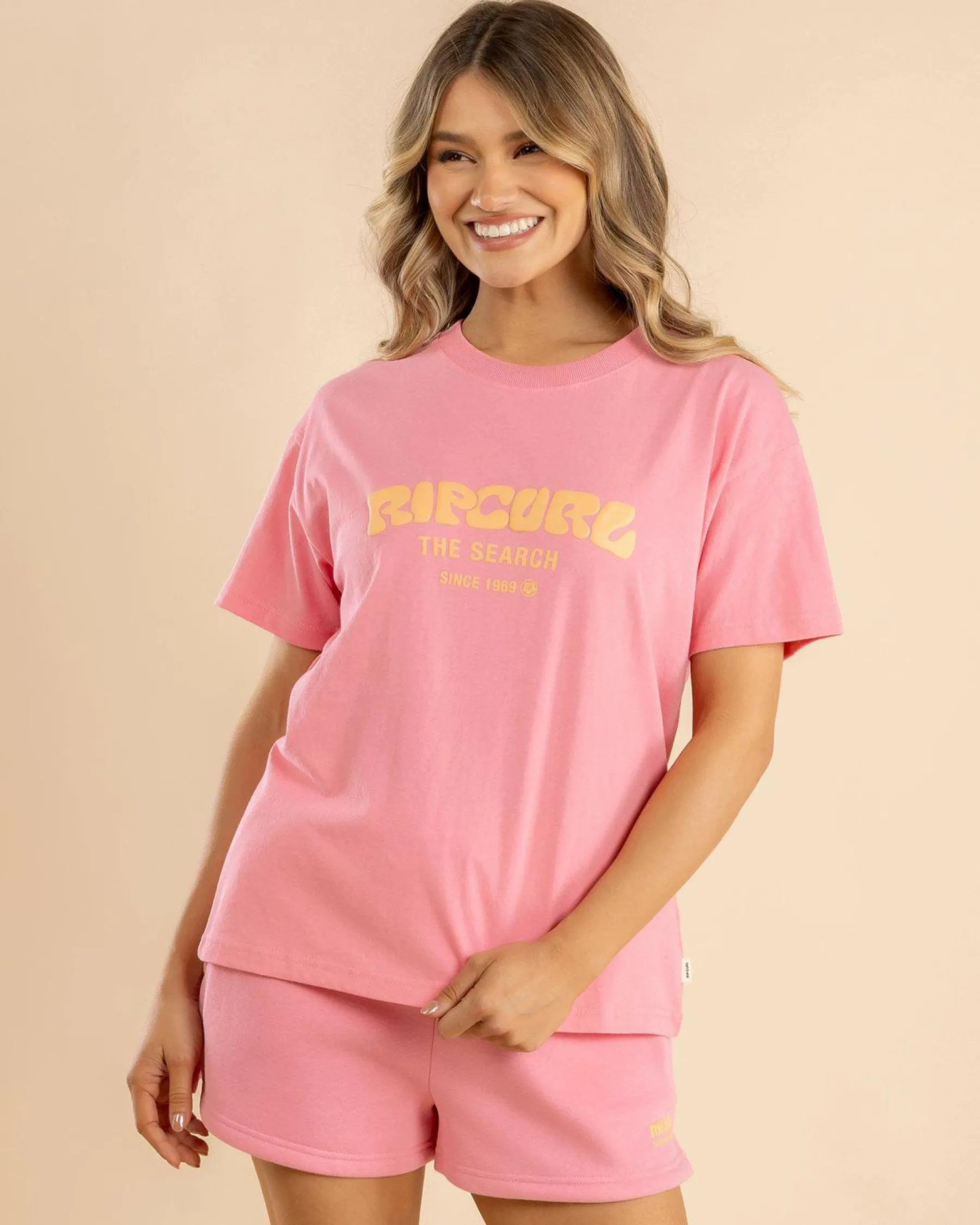 Tops*Rip Curl Surf Puff Relaxed T-Shirt Pink/orange