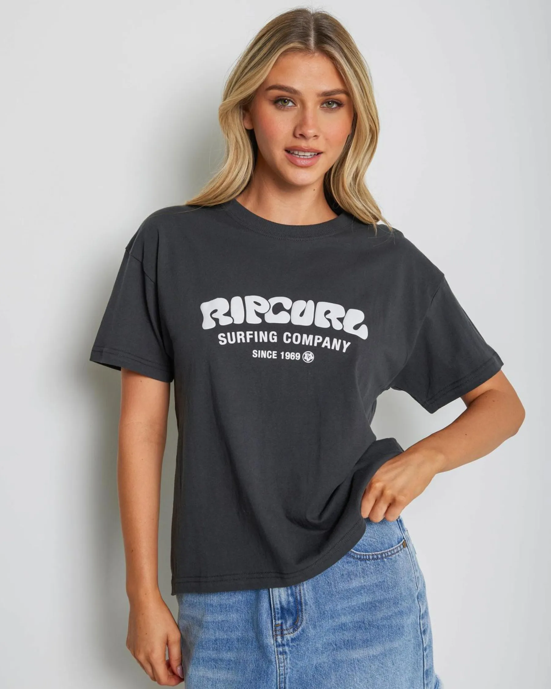 Tops*Rip Curl Surf Puff Relaxed T-Shirt Washed Black