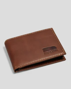 Wallets*Rip Curl Surf Revival RFID All Day Leather Wallet Dark Brown