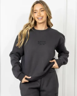 Jumpers & Hoodies*Rip Curl Surf Staple Crewneck Sweatshirt Washed Black