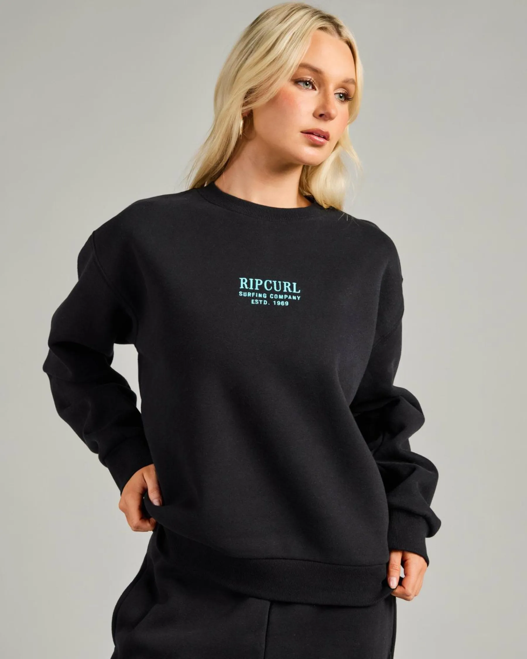 Jumpers & Hoodies*Rip Curl Surf Staple Crewneck Sweatshirt Black