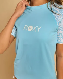Rash Vests*Roxy Surfenirs Short Sleeve Rash Vest Sky Blue