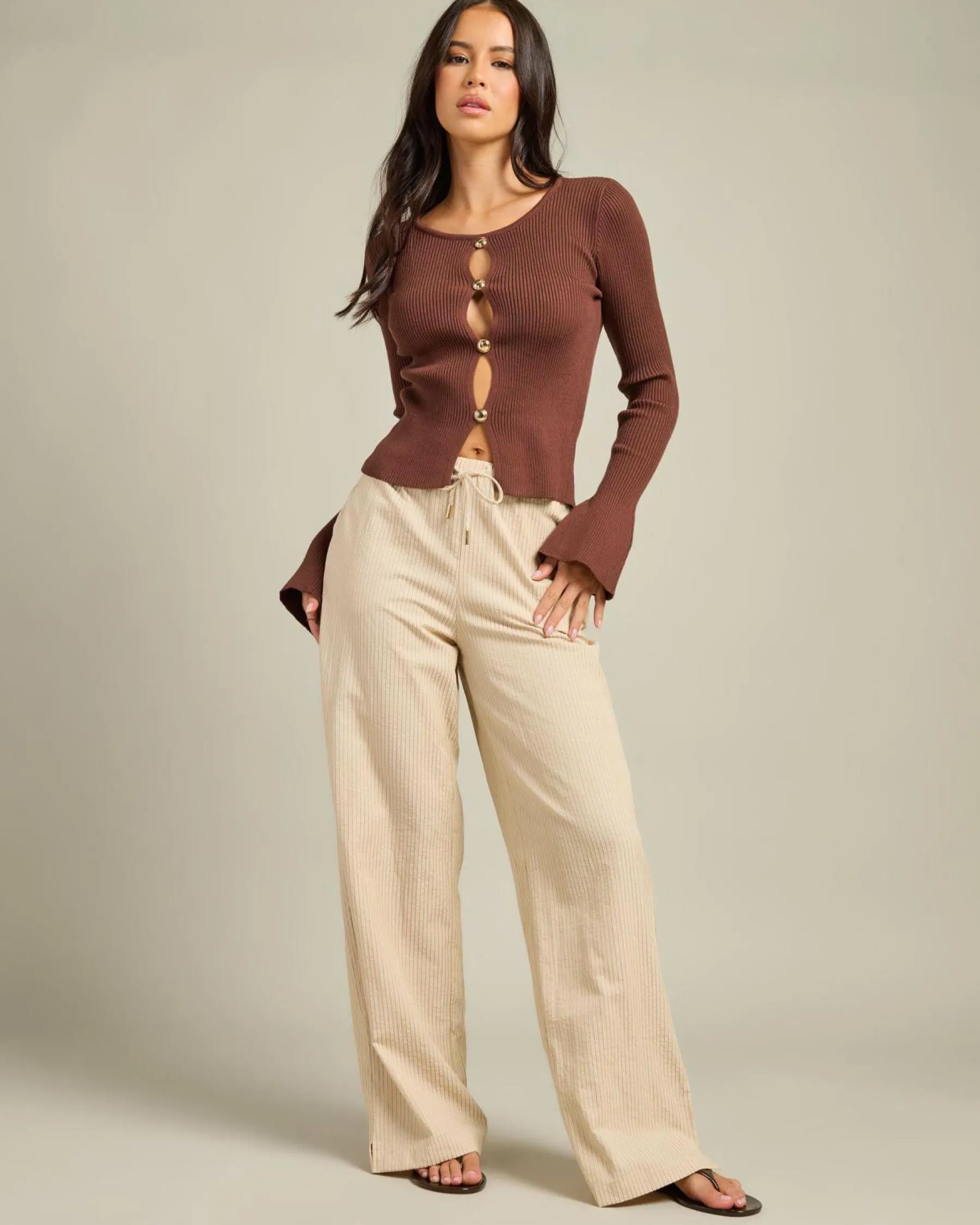 Tops*Luvalot Sutton Knit Long Sleeve Top Chocolate