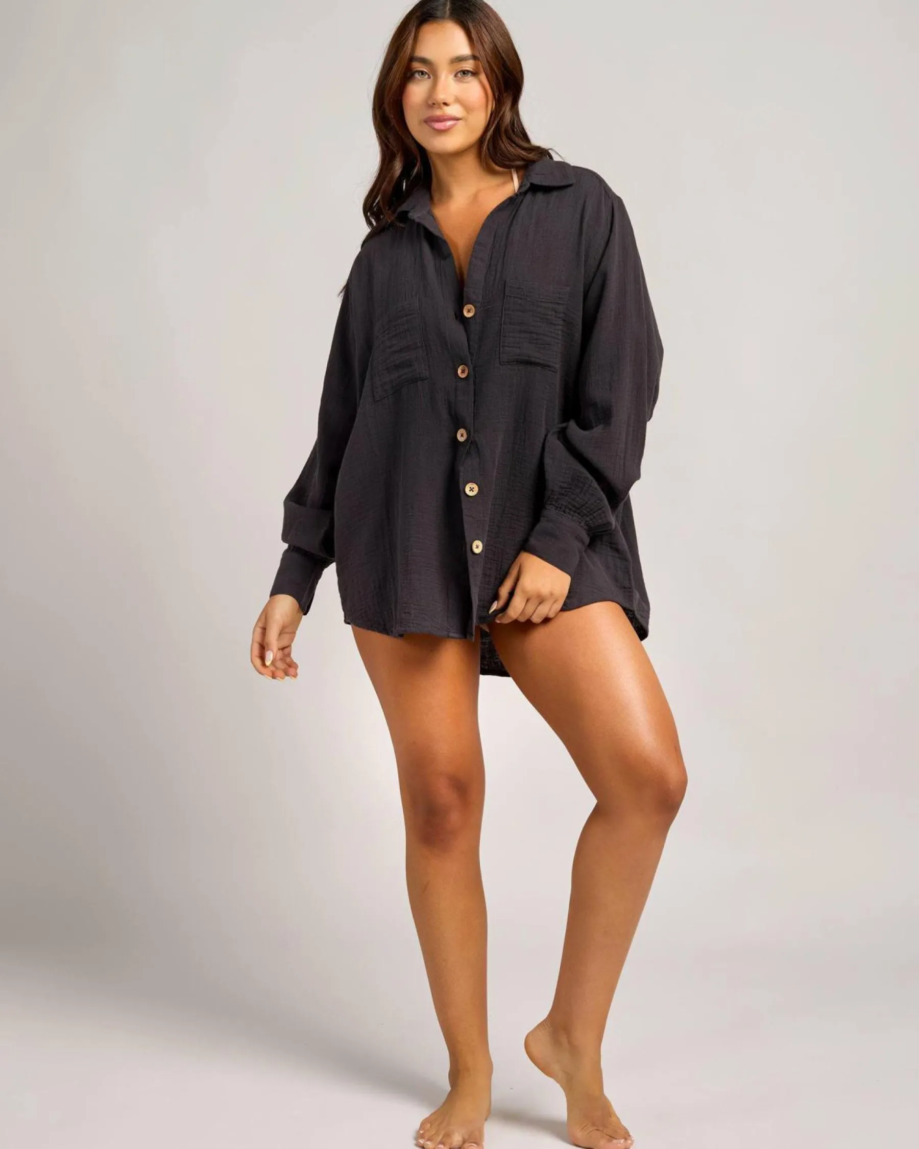 Tops*Billabong Swell Long Sleeve Shirt Black Sands