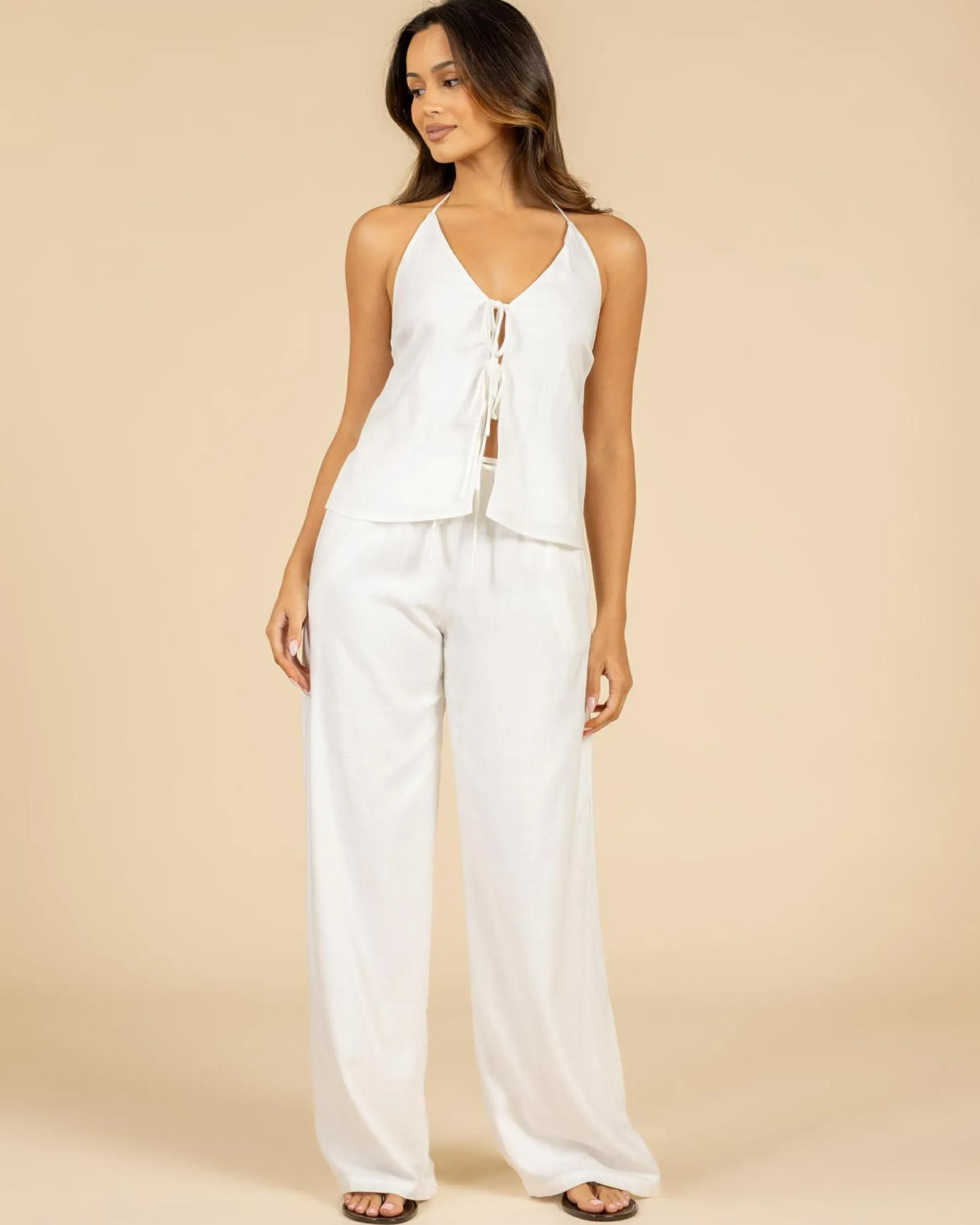 Clearance Symi Vanessa Halter Top Women Sets|Linen Blend