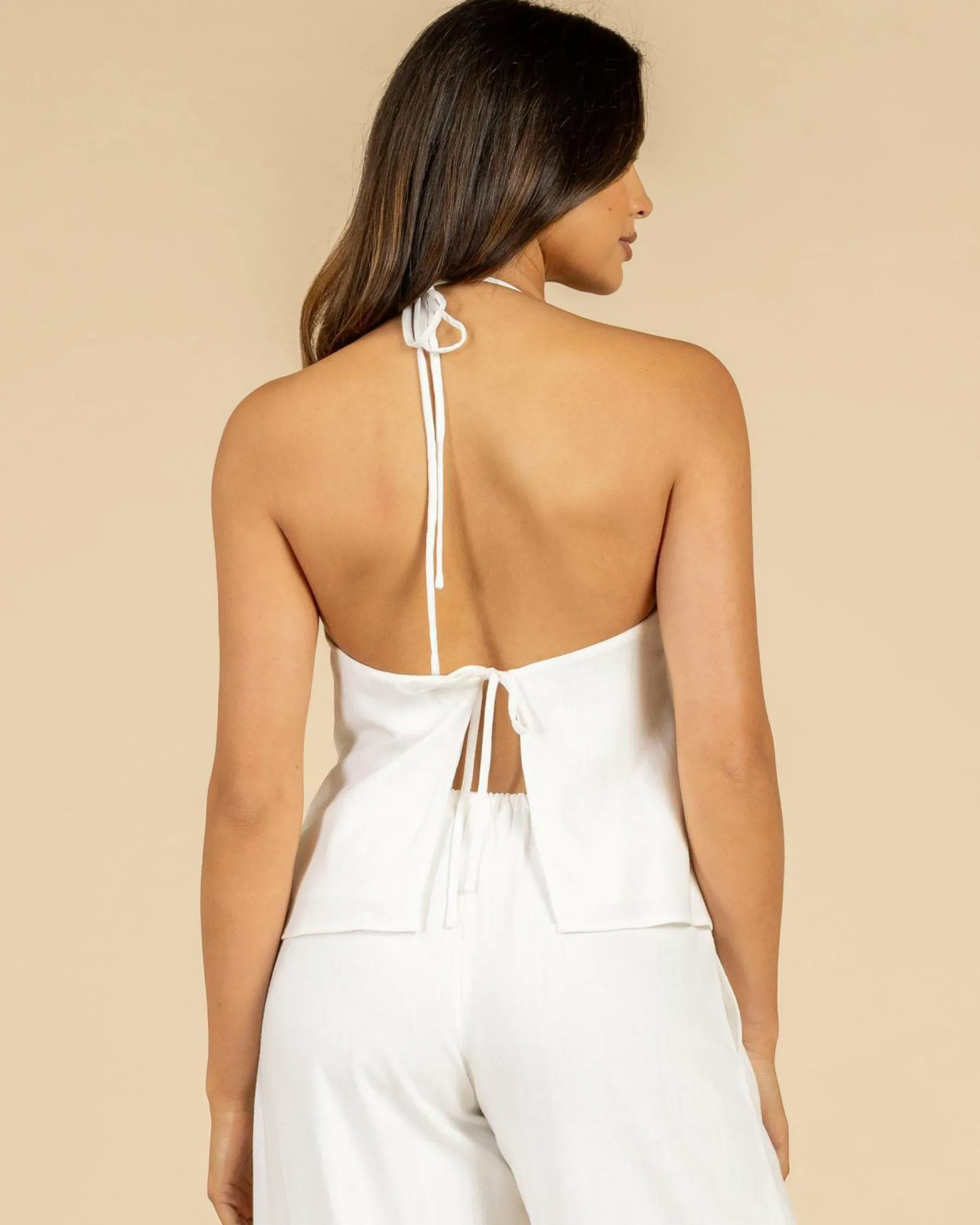 Clearance Symi Vanessa Halter Top Women Sets|Linen Blend