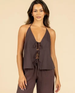 Symi Vanessa Halter Top Women Sets|Linen Blend