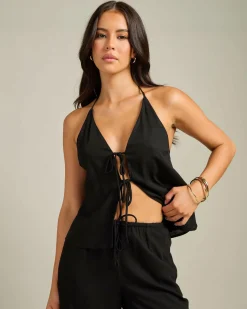 Symi Vanessa Halter Top Women Sets|Linen Blend