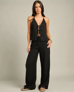 Symi Vanessa Halter Top Women Sets|Linen Blend