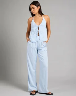 Hot Symi Vanessa Halter Top Women Sets|Linen Blend