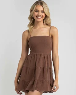 Linen Blend|Dresses*Mooloola Tabetha Dress Chocolate