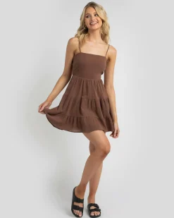 Linen Blend|Dresses*Mooloola Tabetha Dress Chocolate
