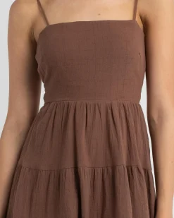 Linen Blend|Dresses*Mooloola Tabetha Dress Chocolate