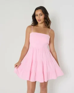 Linen Blend|Dresses*Mooloola Tabetha Dress Baby Pink