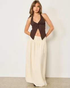 Tops*Ava And Ever Tamara Split Front Halter Top Espresso