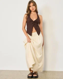 Tops*Ava And Ever Tamara Split Front Halter Top Espresso