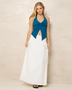 Tamara Split Front Halter Top Women Tops
