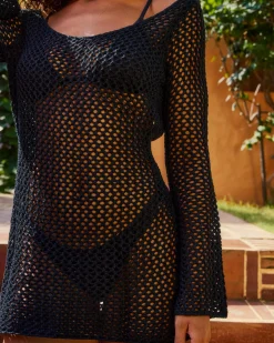 Beach Covers & Overswim*Kaiami Tamsin Crochet Cover Up Black