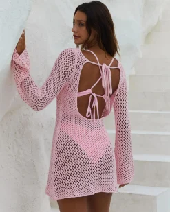 Beach Covers & Overswim*Kaiami Tamsin Crochet Cover Up Baby Pink